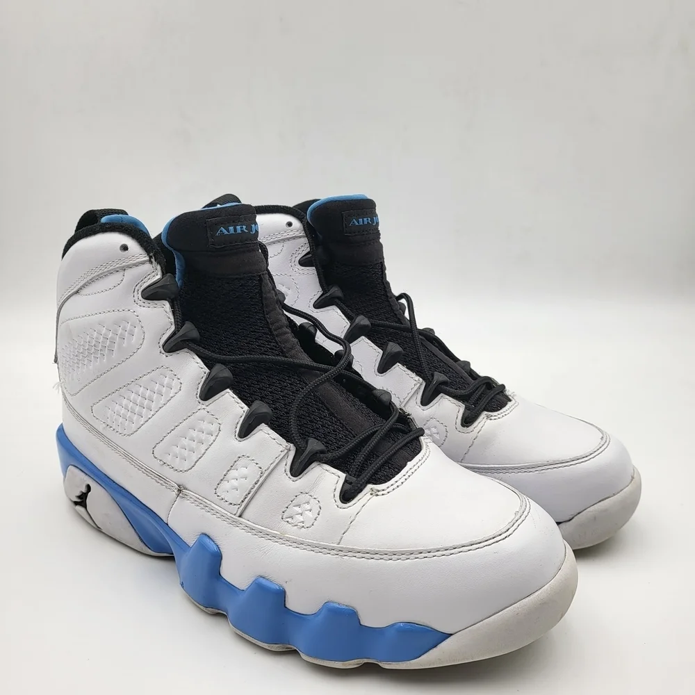 Air Jordan 9 Retro White and Powder Blue Color High-Top Sneakers Size 7.5 Mens